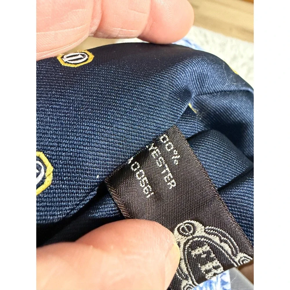 Frame Tie Navy Blue One Size Mens Geometric Logo Pattern Formal Accessory